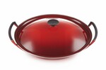 Wok en Fonte Emaillee avec Couvercle Metal Cerise 36 cm